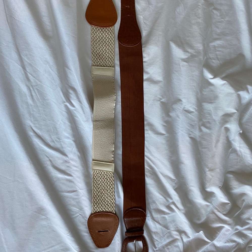 Brown and white/tan belt size S
